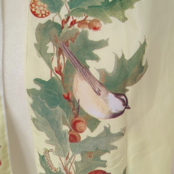 Vintage E. Golz Rush Bird Rectangular Scarf Yellow White - Picture 3 of 12